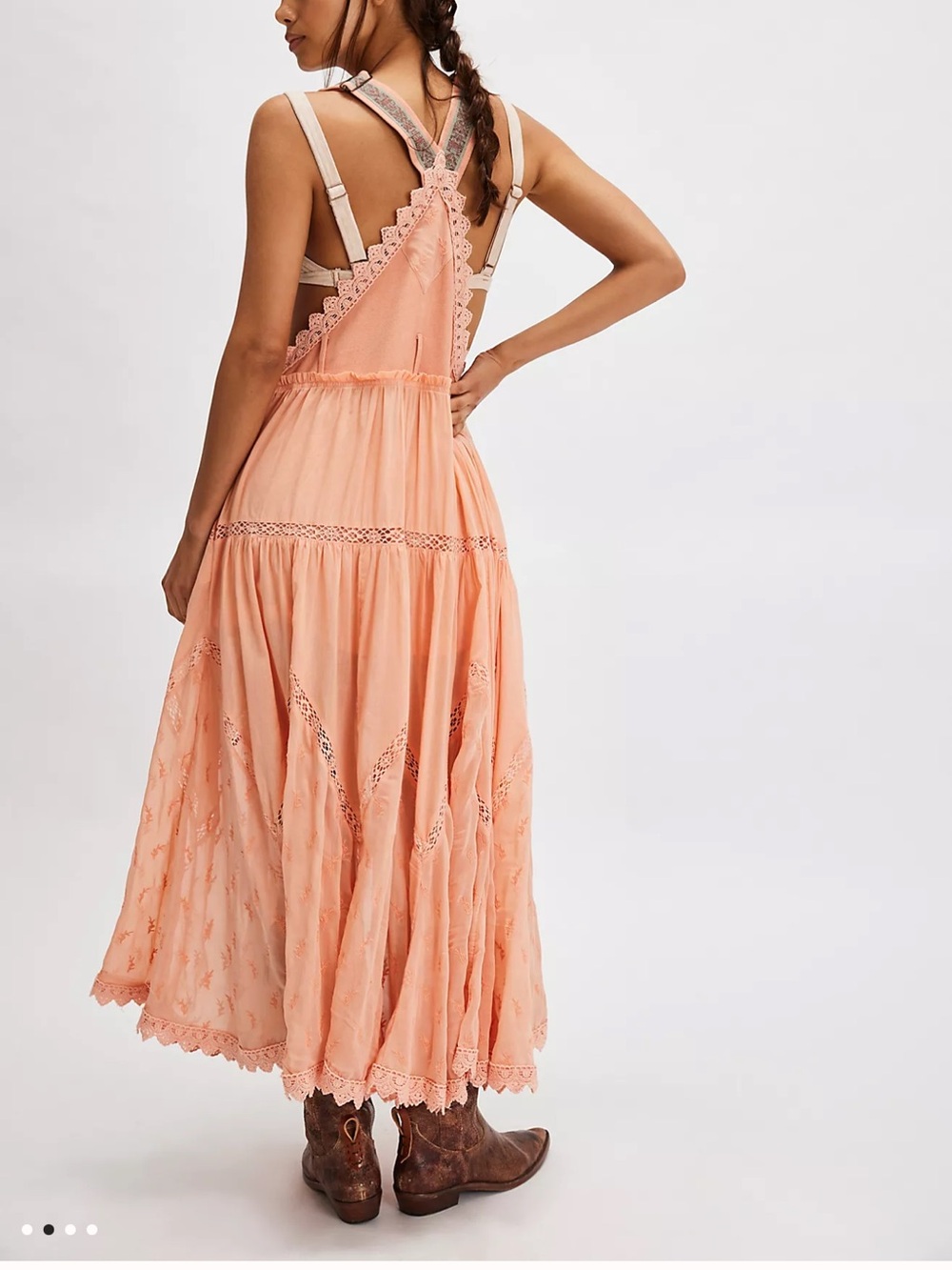 Free People Dusty Rose Lace-Trim Maxi Trails end Skirtall Sold out - Picture 14 of 14